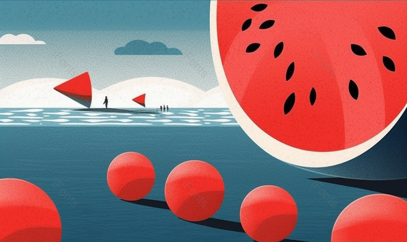 传统节气农历二十四节气夏天夏至大暑小暑西瓜清凉圆球形西瓜瓤黑色西瓜种,插画/手绘图,插画/手绘图库,插画/手绘图下载,插画/手绘